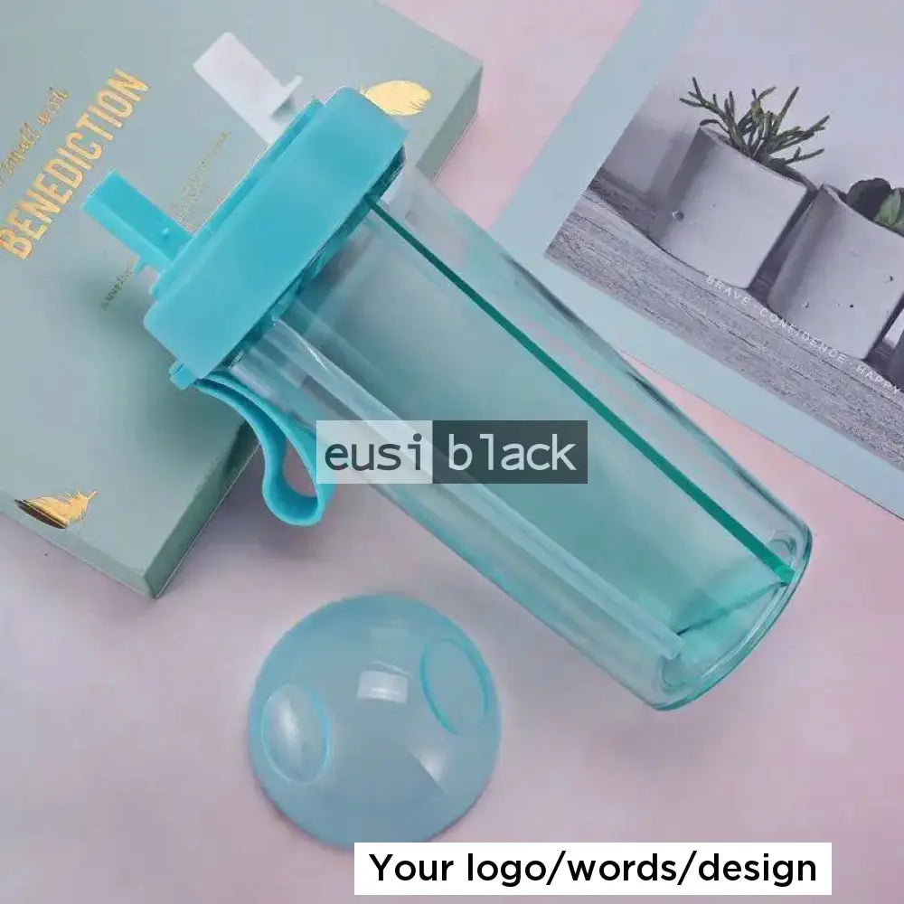 Double drink plastic water bottle - Blue