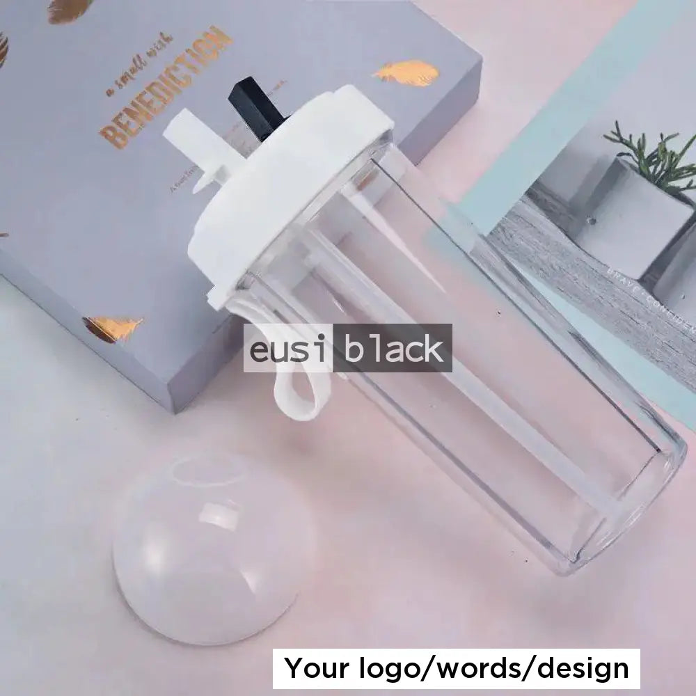 Double drink plastic water bottle - White