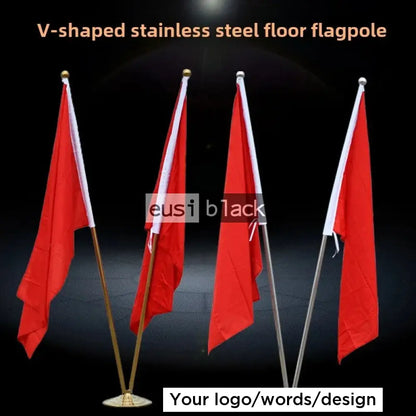 Double flag ceremonial metallic stand | 2M