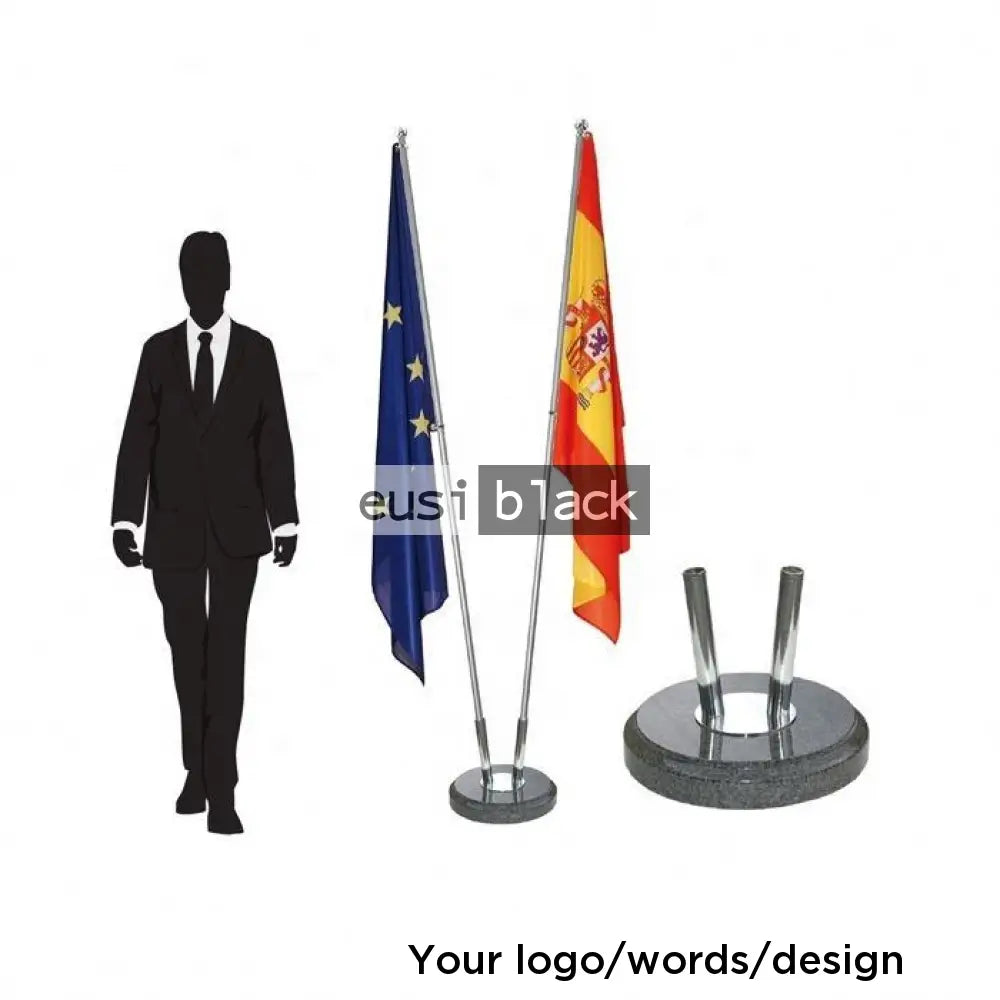 Double flag ceremonial metallic stand | 2M