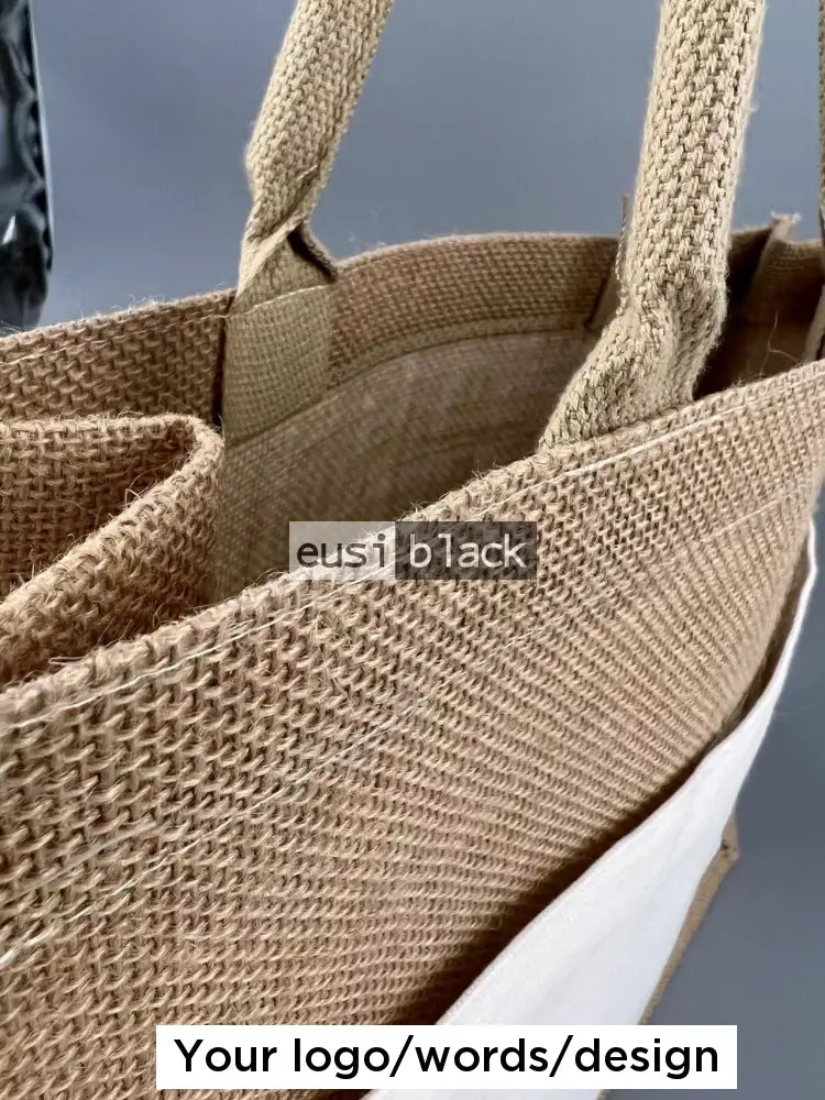 Double layered buttoned jute bag