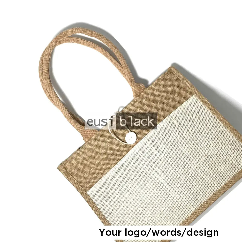 Double layered buttoned jute bag