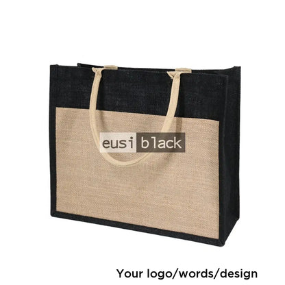 Double layered buttoned jute bag Black / B4