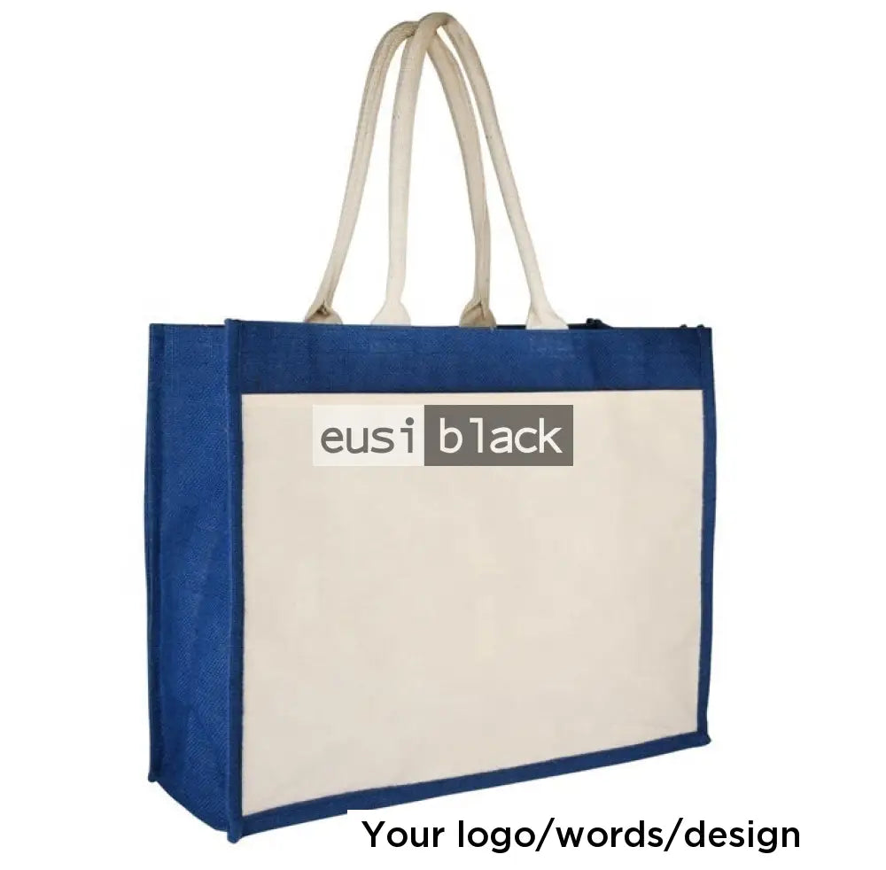 Double layered buttoned jute bag Blue / B4