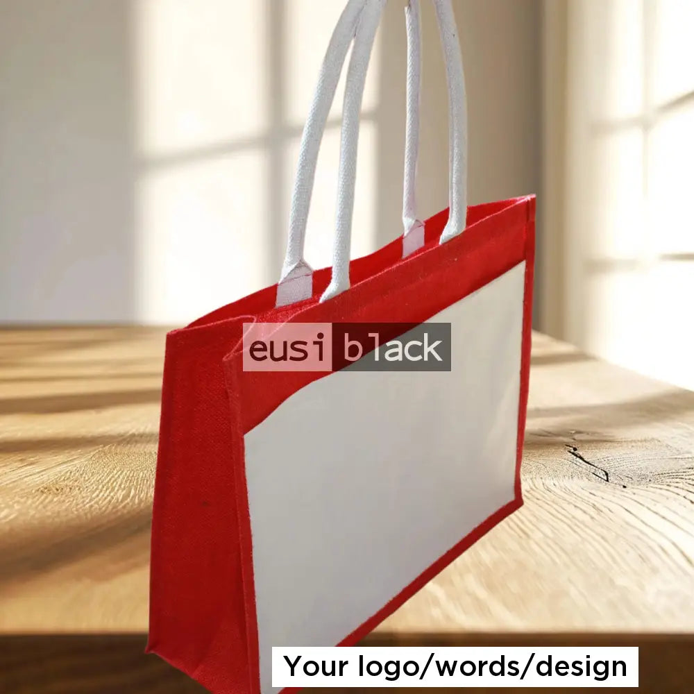 Double layered buttoned jute bag Maroon / B4