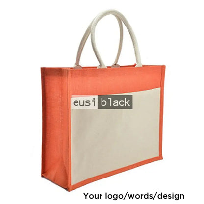 Double layered buttoned jute bag Orange / B4