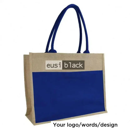 Double layered zipped jute bag Blue / A4 portrait