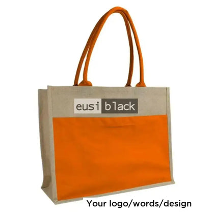 Double layered zipped jute bag Orange / A4 portrait