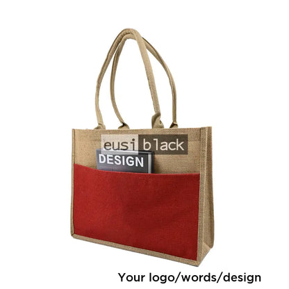 Double layered zipped jute bag Red / A4 portrait