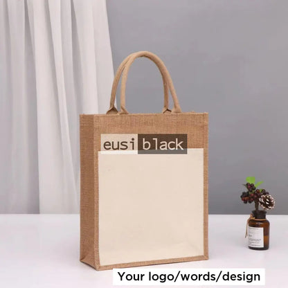 Double layered tote jute bag White / A4 portrait
