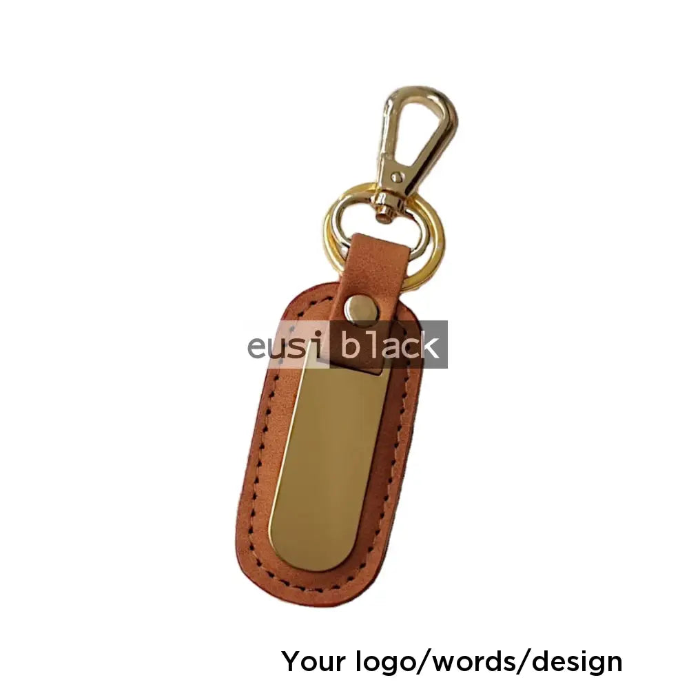 Double ringed leather metallic key chain