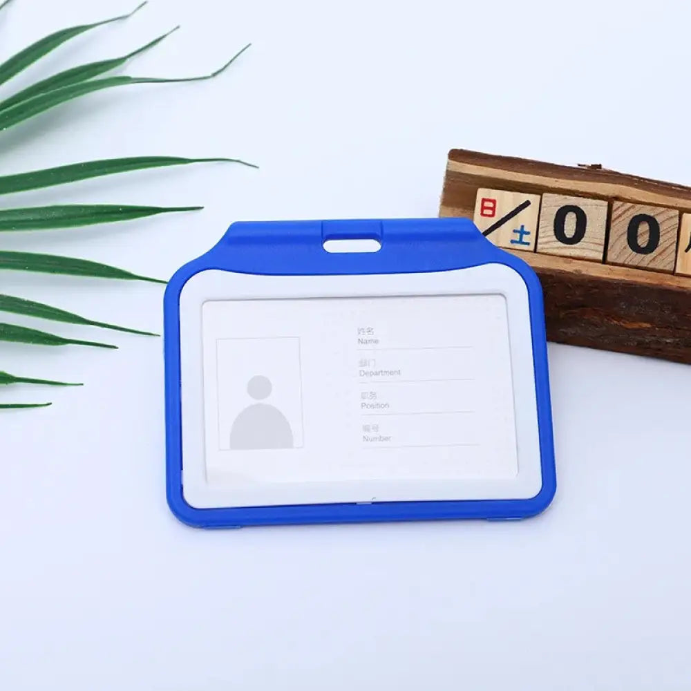 Dual color staff ID name tag pocket | Landscape Blue