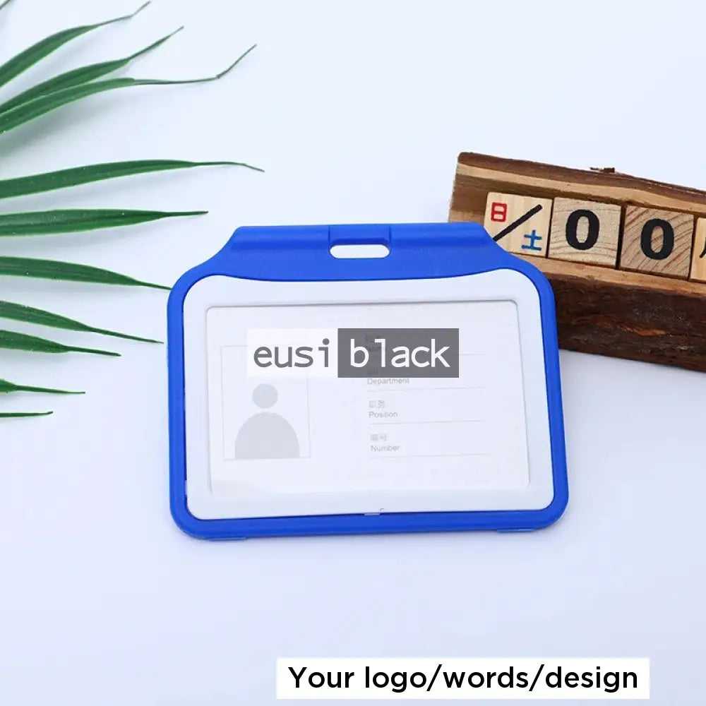 Dual color staff ID name tag pocket | Landscape Blue