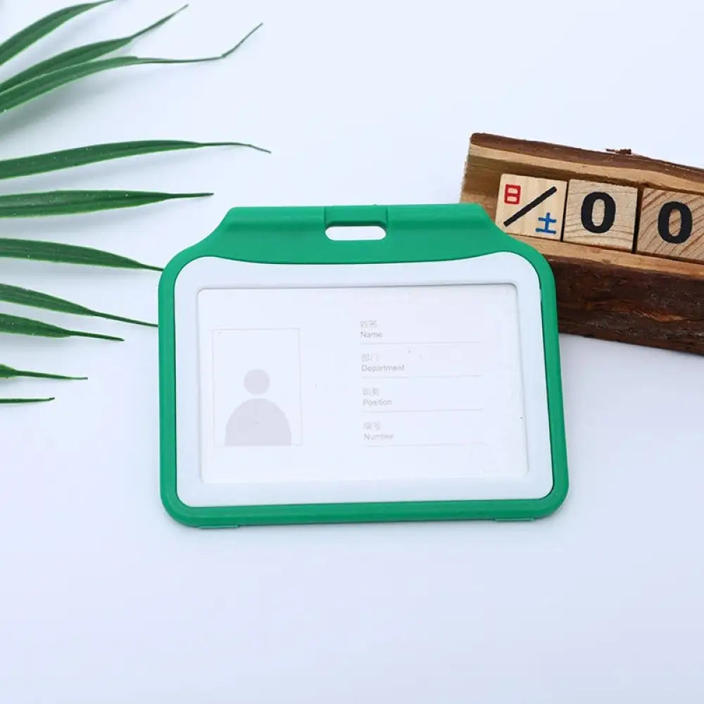 Dual color staff ID name tag pocket | Landscape Green