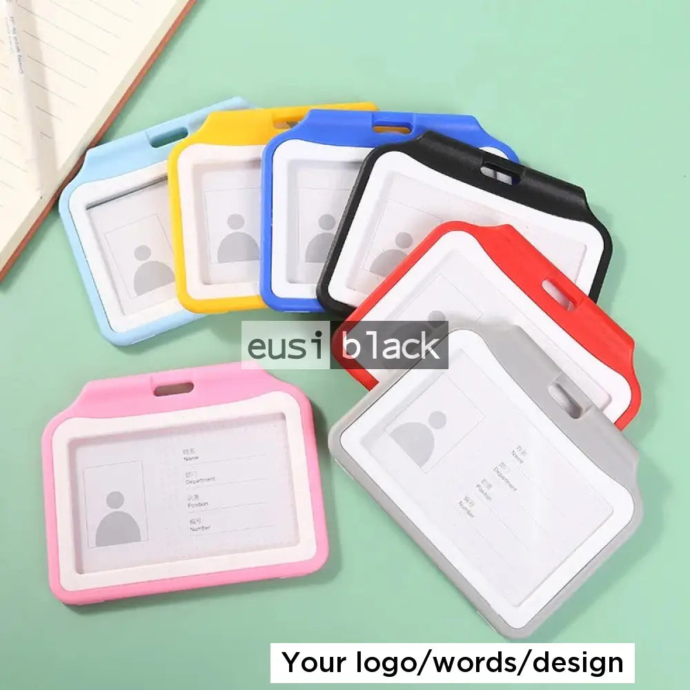 Dual color staff ID name tag pocket | Landscape Pink