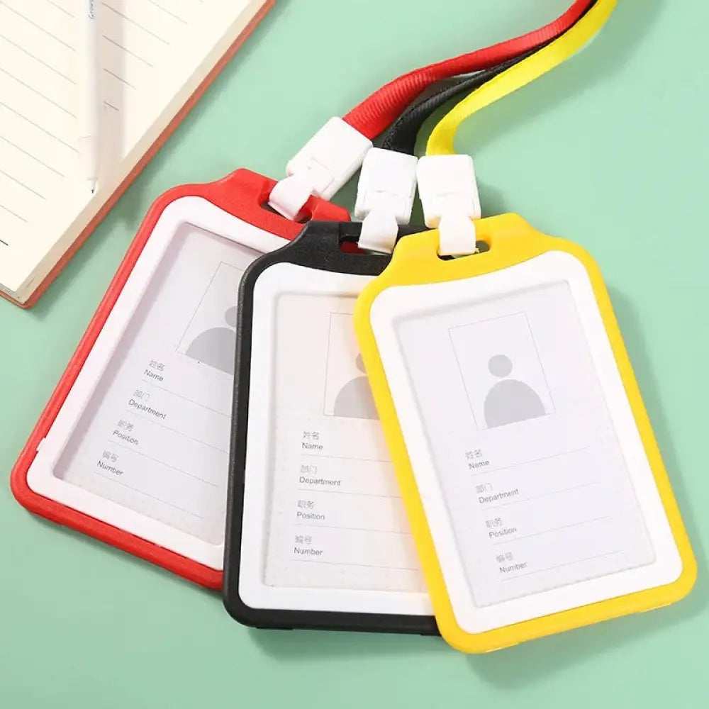 Dual color staff ID name tag pocket | Portrait Black