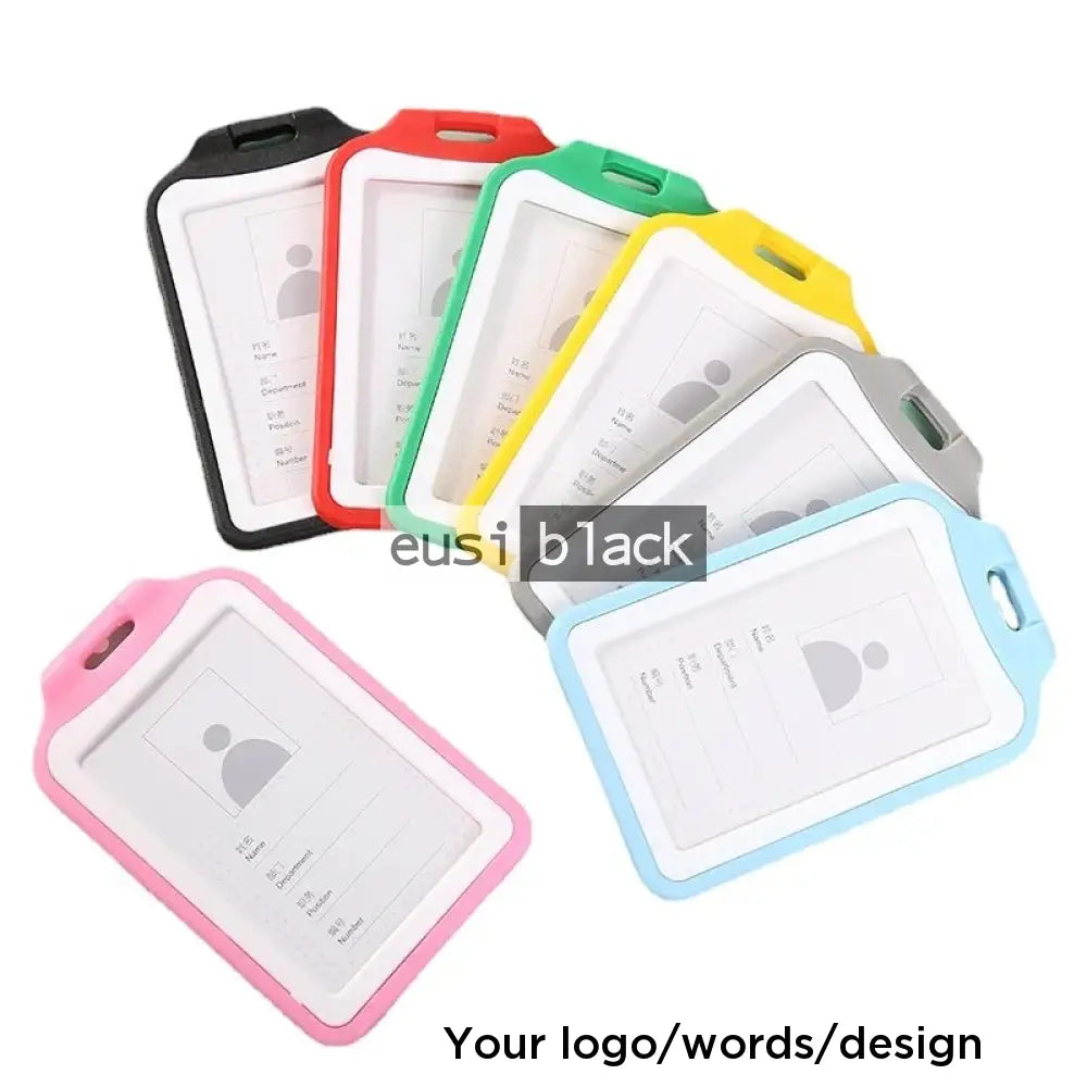 Dual color staff ID name tag pocket | Portrait Green