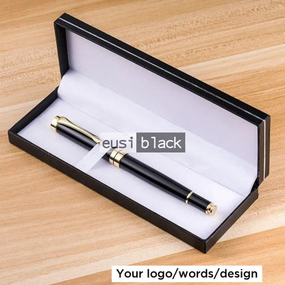 Executive Pen In Leather Case Gold On Black