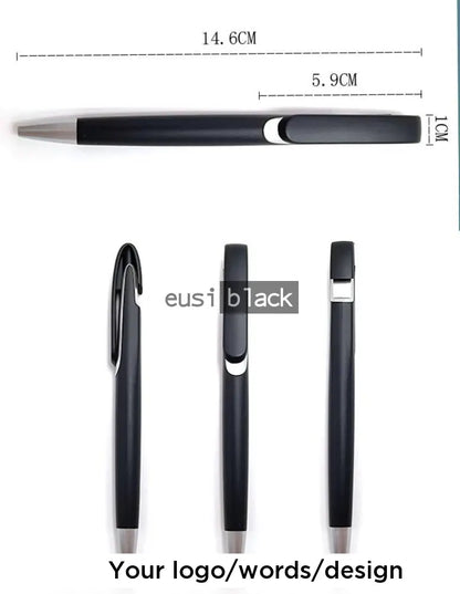 Flat plastic click pen Black