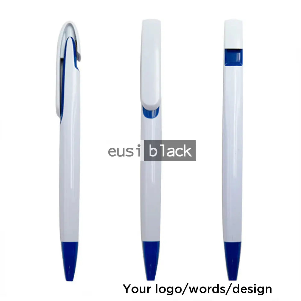 Flat plastic click pen Blue