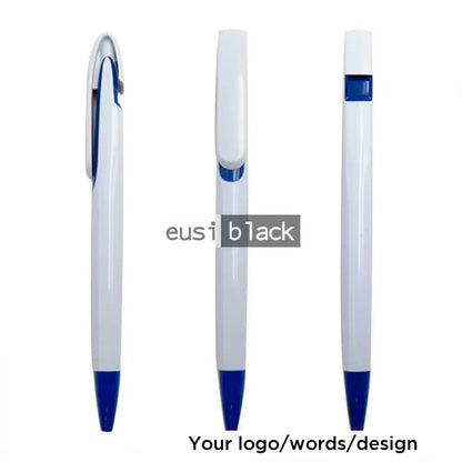 Flat plastic click pen Blue