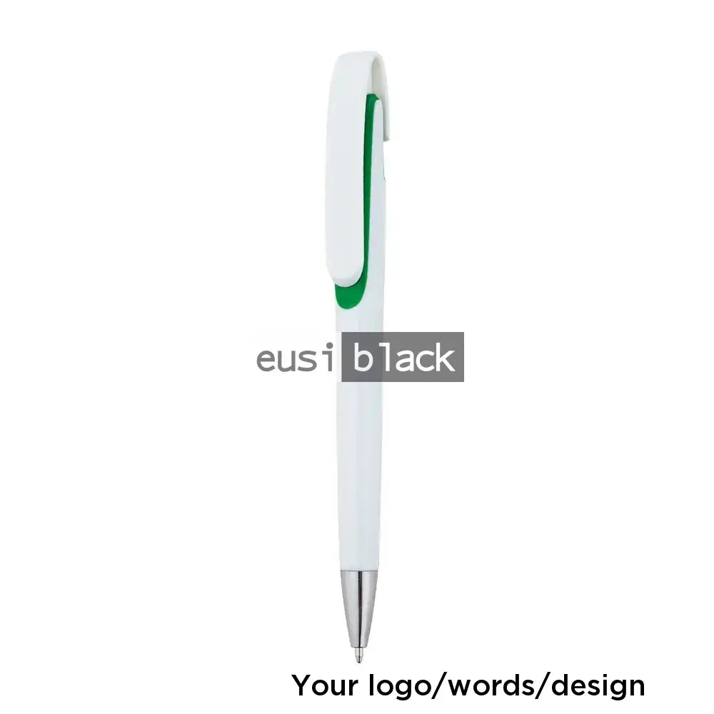 Flat plastic click pen Green