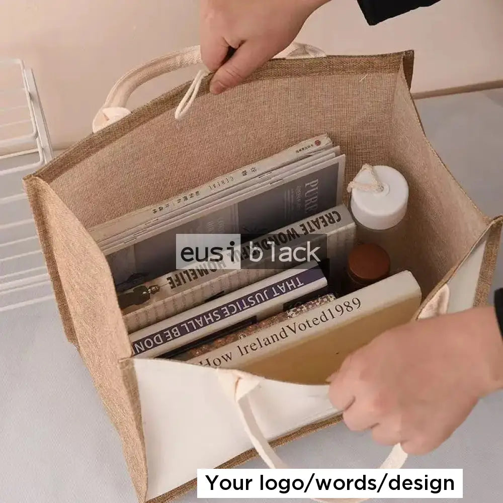 Full canvas tote jute bag