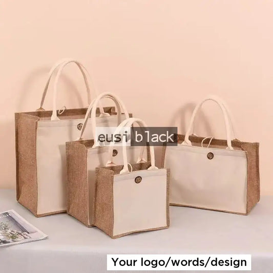 Full canvas tote jute bag
