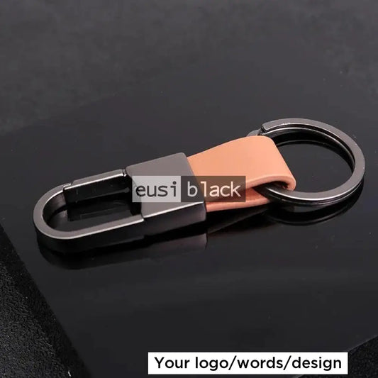 Hang to loop met-leather key chain Caramel