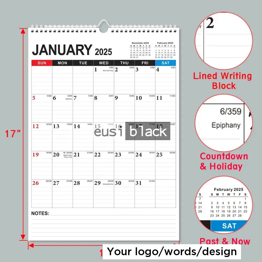 Shape Note Calendar 2025 Hanging notes calendars personalized by Eusi Black Gift Shop ...