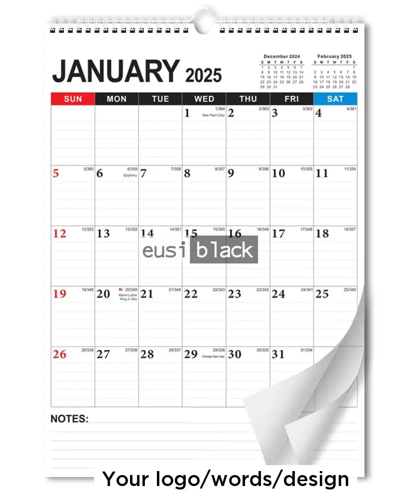 Hanging notes calendar
