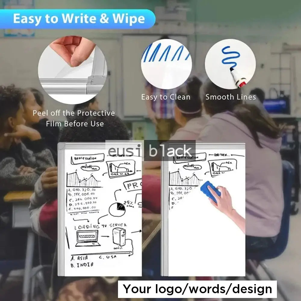 Height adjustable whiteboard 90X60cm