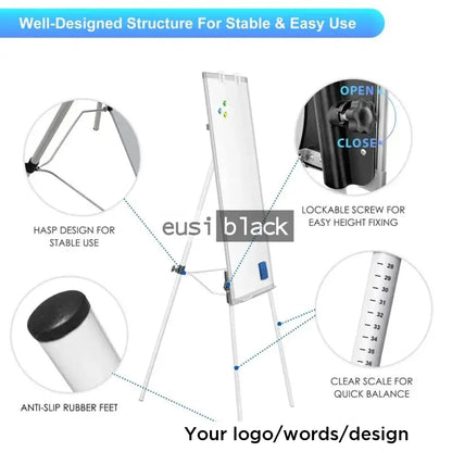 Height adjustable whiteboard 90X60cm