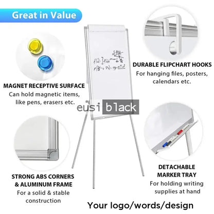 Height adjustable whiteboard 90X60cm