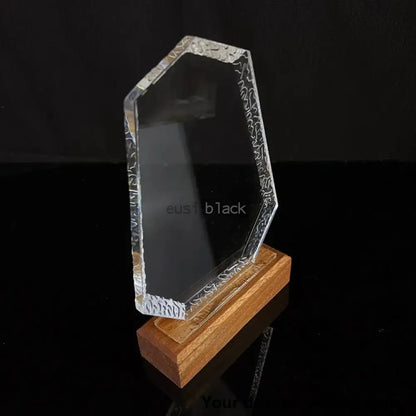 Heptagon Crystal Award Wooden Base