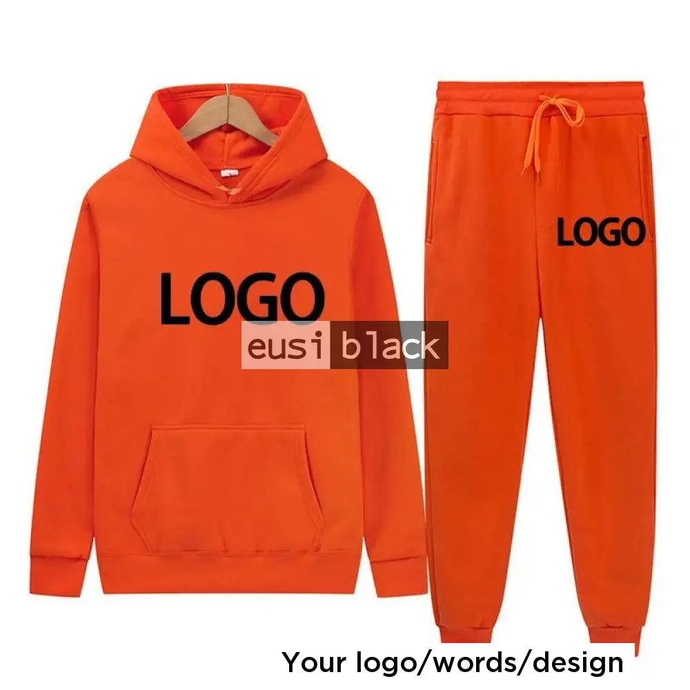 Hoodie and sweatpants set Orange / S