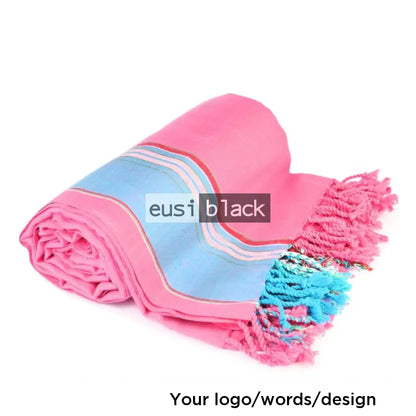 Kikoi beach towel - Pink / Pure cotton / Knotted