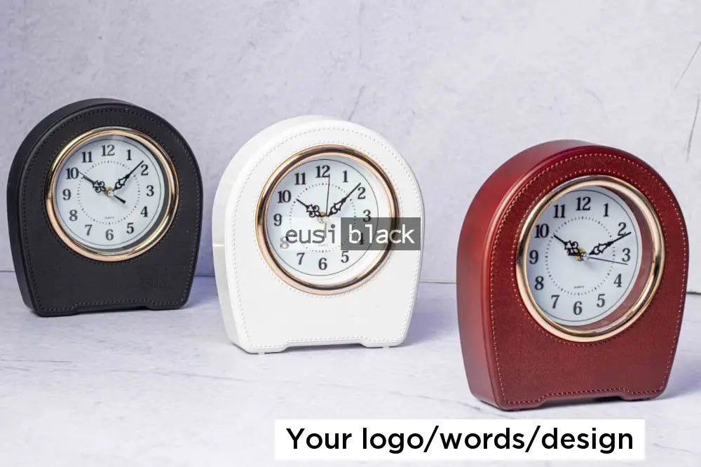 Leather desk clock