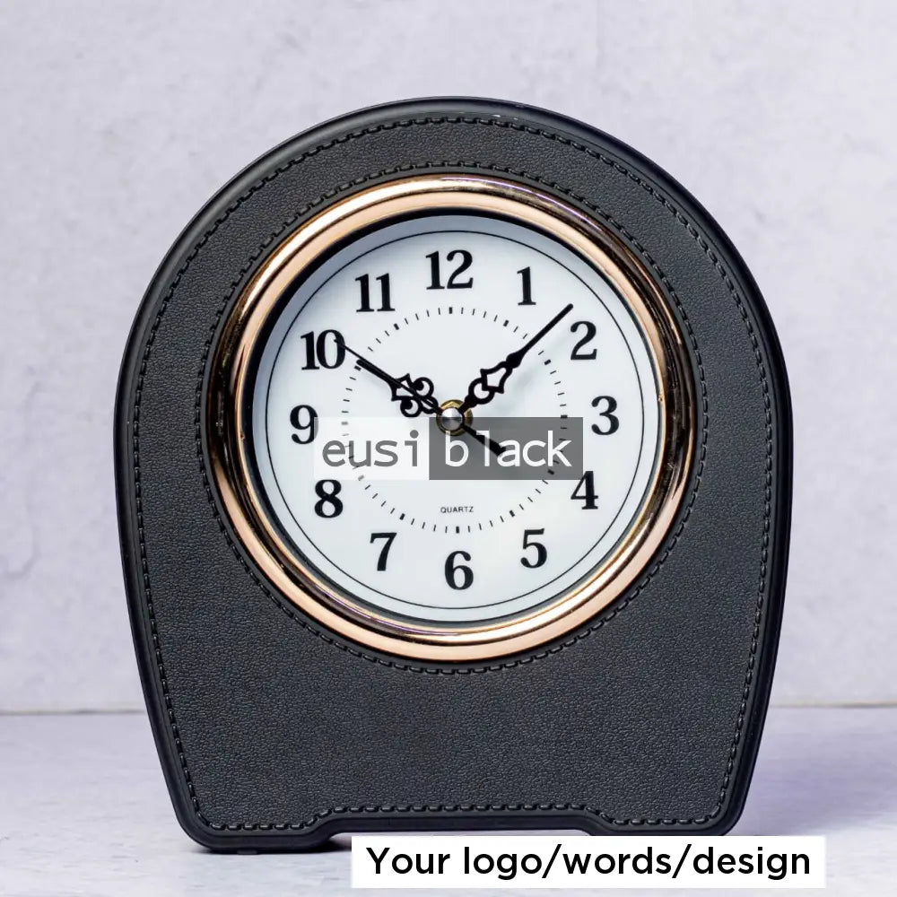 Leather desk clock - Black