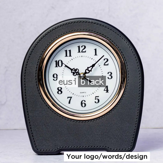 Leather desk clock - Black