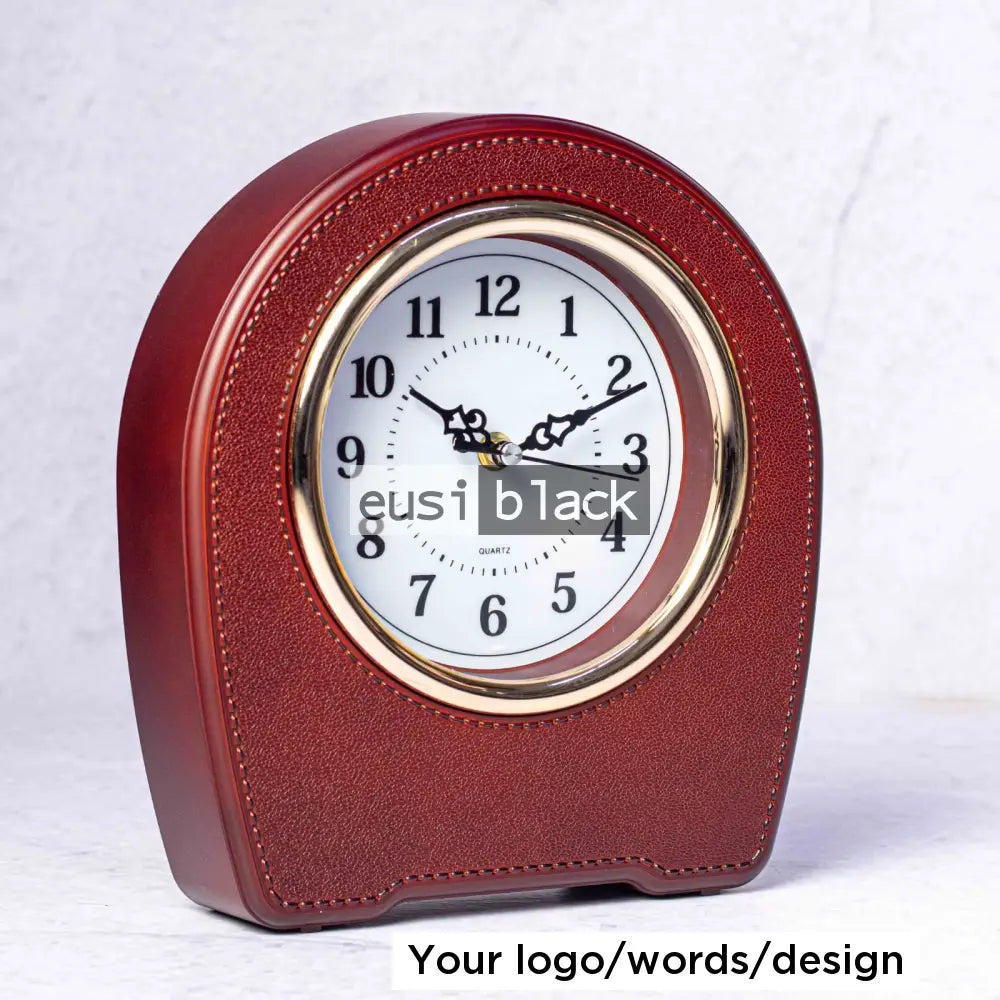 Leather desk clock - Brown