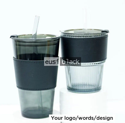 Leather padded glass 250ml / Black