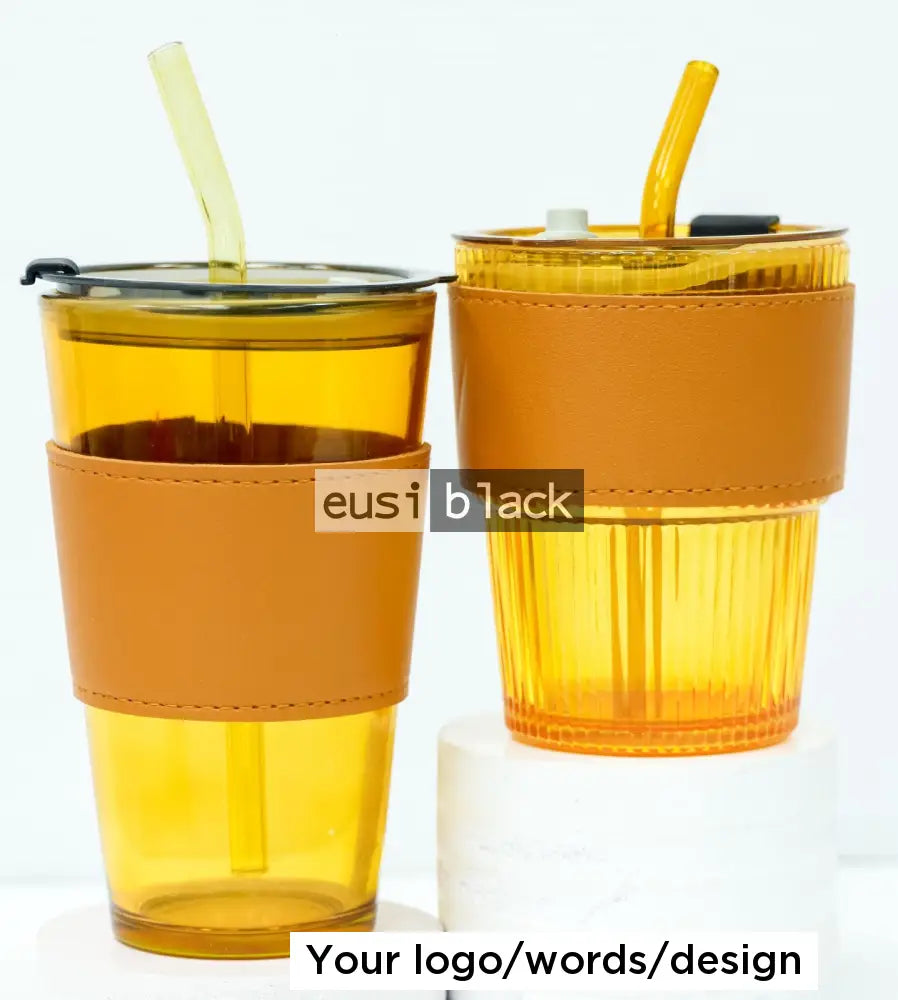 Leather padded glass 250ml / Brown