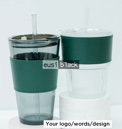 Leather padded glass 250ml / Grey