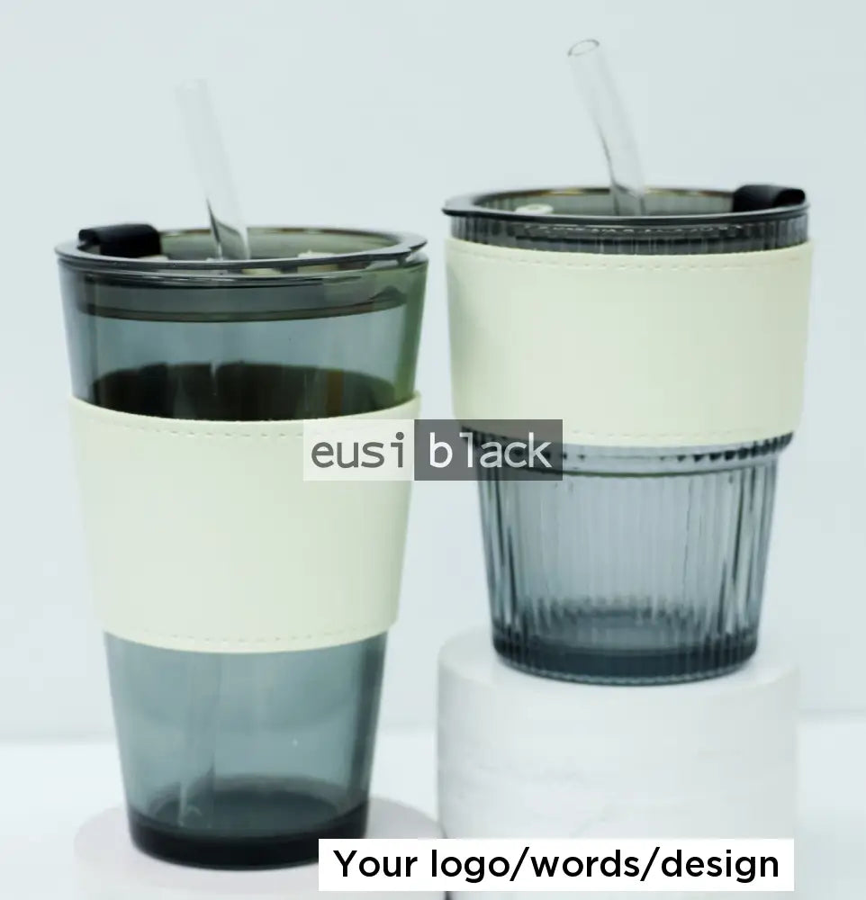 Leather padded glass 250ml / White