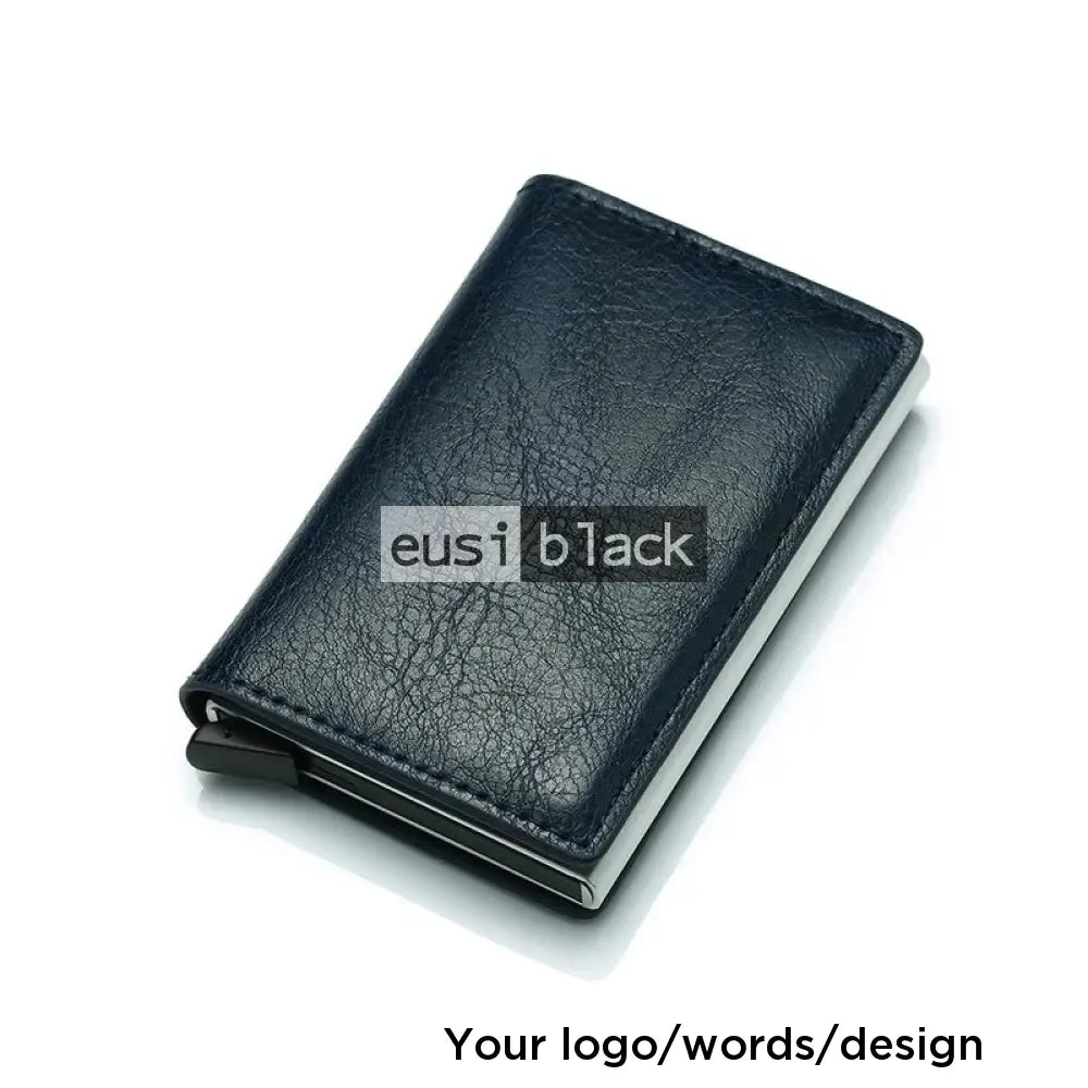 Leather pop-up card holder Black