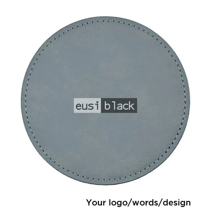 Leather table coaster - Circle - 10cm / Grey