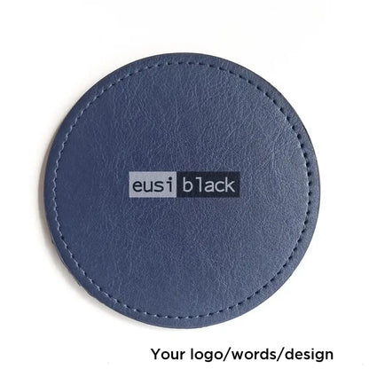 Leather table coaster - Circle - 10cm / Navy