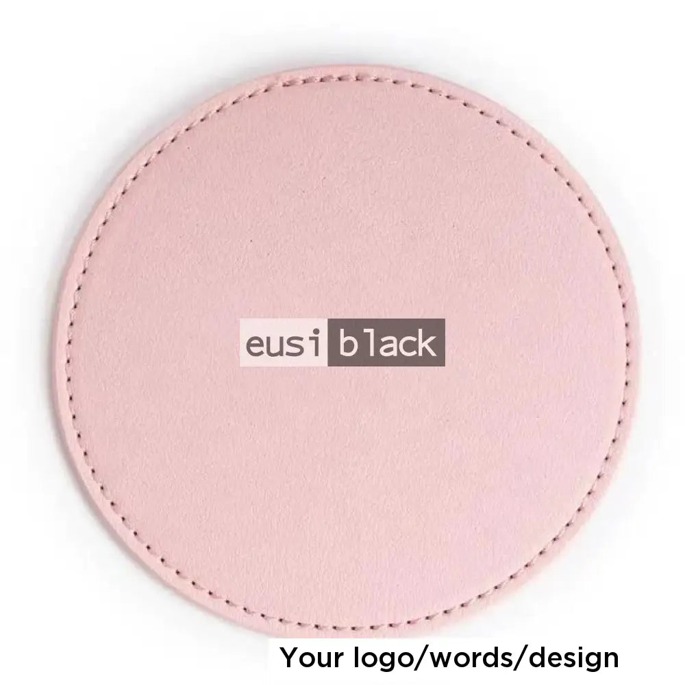 Leather table coaster - Circle - 10cm / Pink