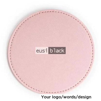 Leather table coaster - Circle - 10cm / Pink